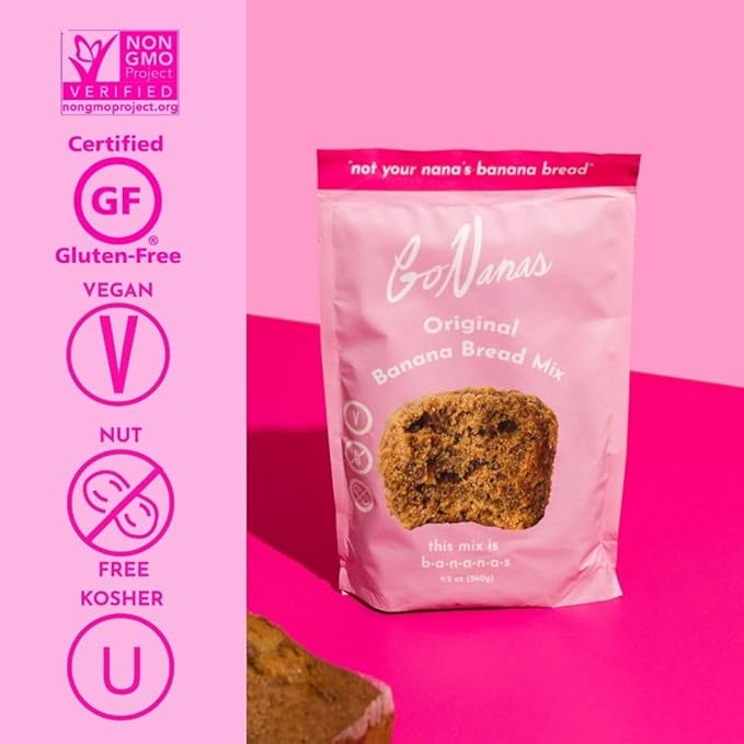 GoNanas Original Oat Flour Banana Bread Mix, Suitable for Plant Based Vegan Diets, Gluten Free