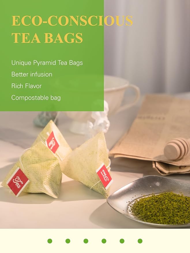 GLDNT Organic Matcha Green Tea Bags, Premium Organic Japanese Matcha + Sencha Green Tea, Rich in