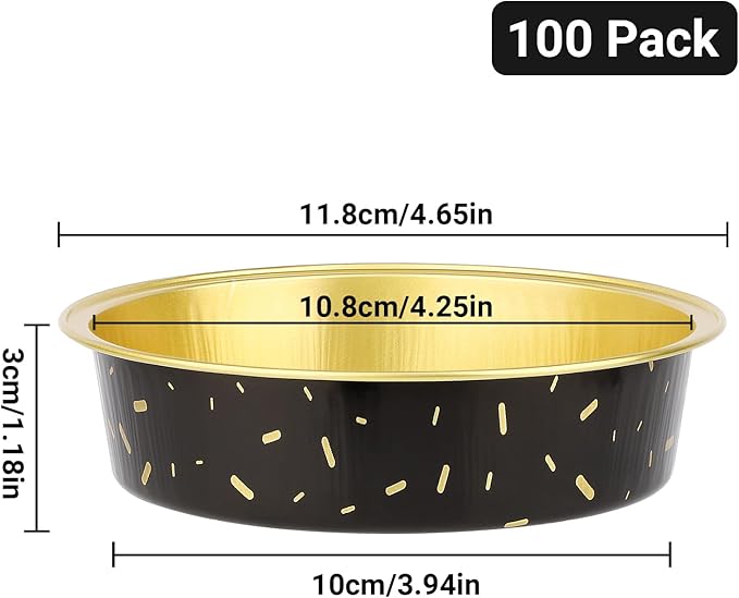 Beasea Disposable Baking Cups, 100 Pack 7.3oz 215ml Aluminum Ramekins Foil Baking Cups 4" Cupcake