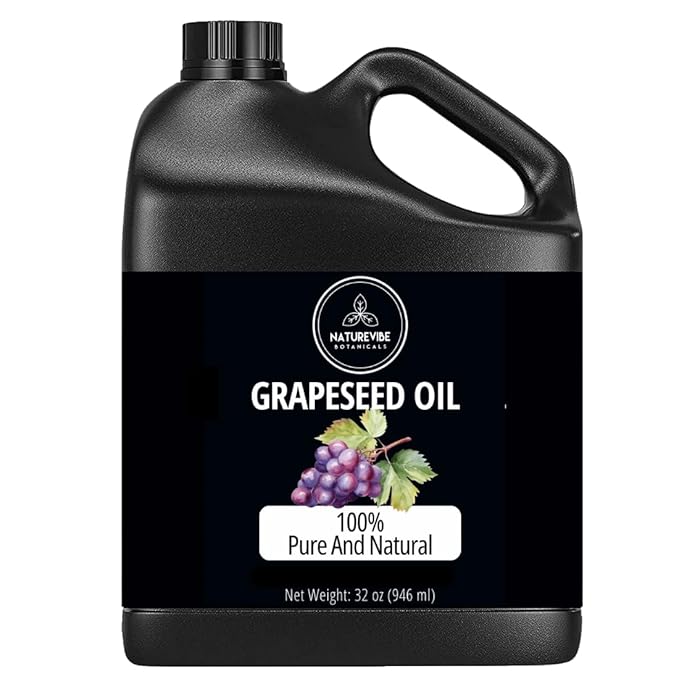 Naturevibe Botanicals Grapeseed Oil 32oz | 100% Pure Cold-Pressed & Lightweight Carrier Oil |