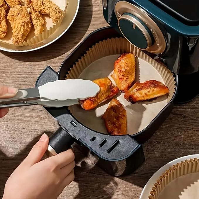 200 Pcs Air Fryer Liners Disposable, 8 Inch (20cm) Square, Thickened Non-Stick Parchment Paper