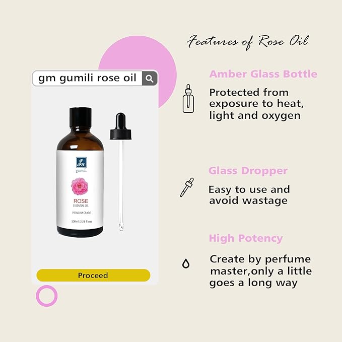 Rose Essential Oil, Home Fragrance Scent Oil for Diffuser, Skin, Hair, Candle, Soap, Dryer Balls