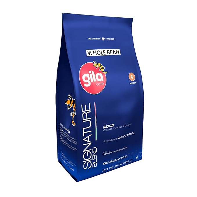 gila café Whole Beans Coffee Medium Roast Signature Blend 32oz (1-Pack) - 100% Mexican Arabica