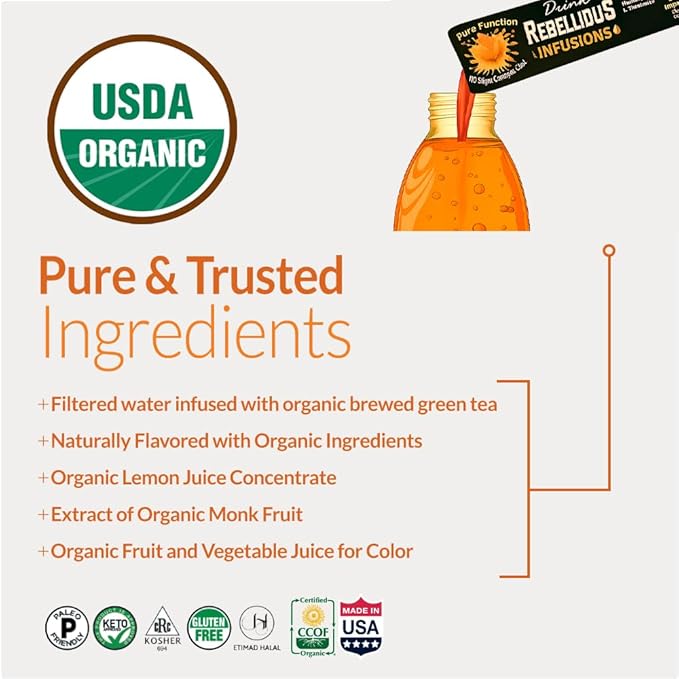Rebellious Organic Energy Drink Mix Pure Performance Bundle (4 Pack Bundle, 10 Counts Each) ??0