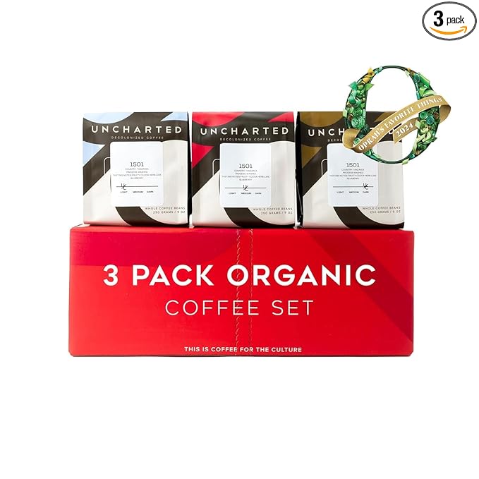 Single-Origin Organic Coffee Beans Gift Box, Light, Medium or Dark Roast Organic Whole Bean Coffee