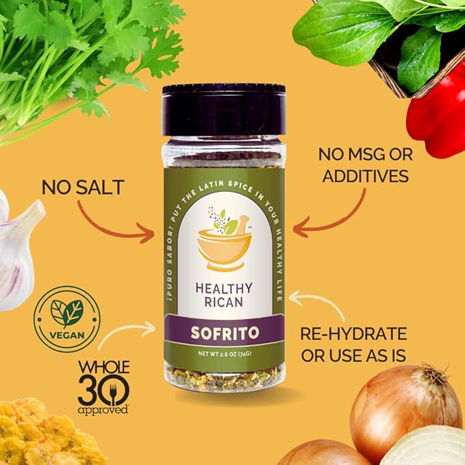 Healthy Rican Savory Chicken Mix Sazon and Sofrito Herb Seasoning for Meat Beef Vegetables Stews