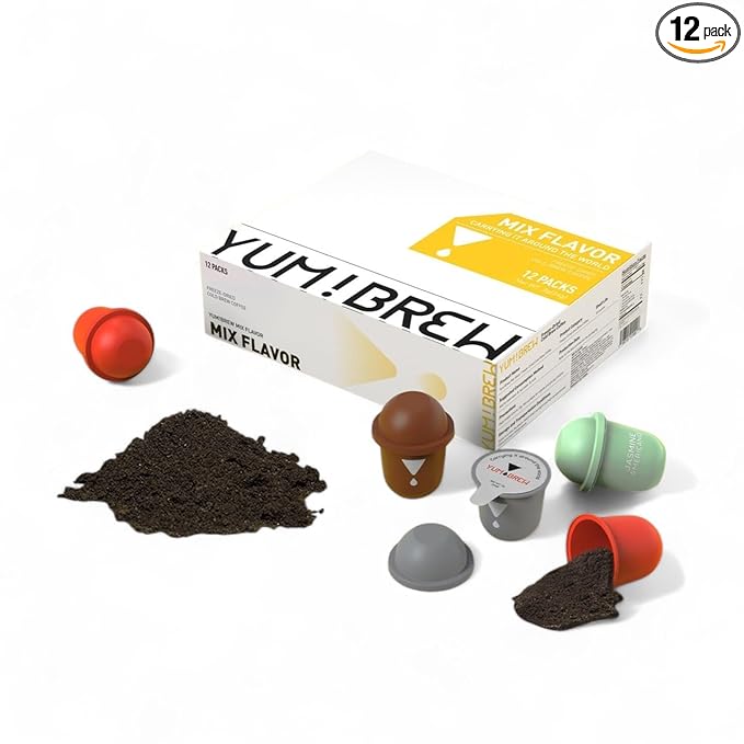 Yum!Brew Instant Freeze-Dried Coffee – 4-Flavor Variety Pack | Yunnan Arabica Beans | Americano