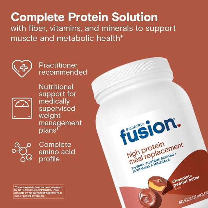 Bariatric Fusion Meal Replacement Protein 21 Serving Tub Chocolate Peanut Butter for Bariatric