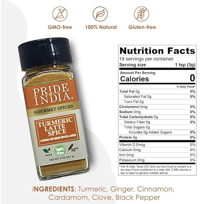 Pride of India – Turmeric Latte Spice Mix – Gourmet & Warm Tea Spice Blend – Healthy/Gluten-Free