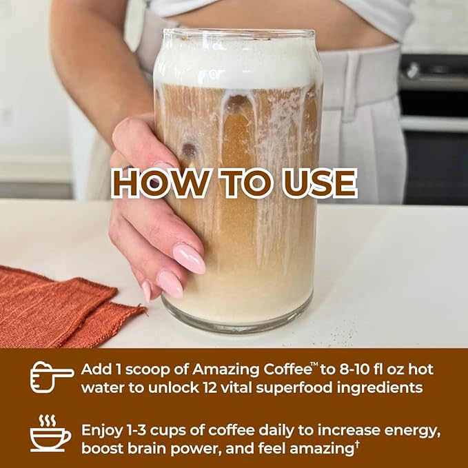 Superfoods Company | Amazing Coffee - Instant French Roast | Adaptogenic Mushrooms, Superfoods