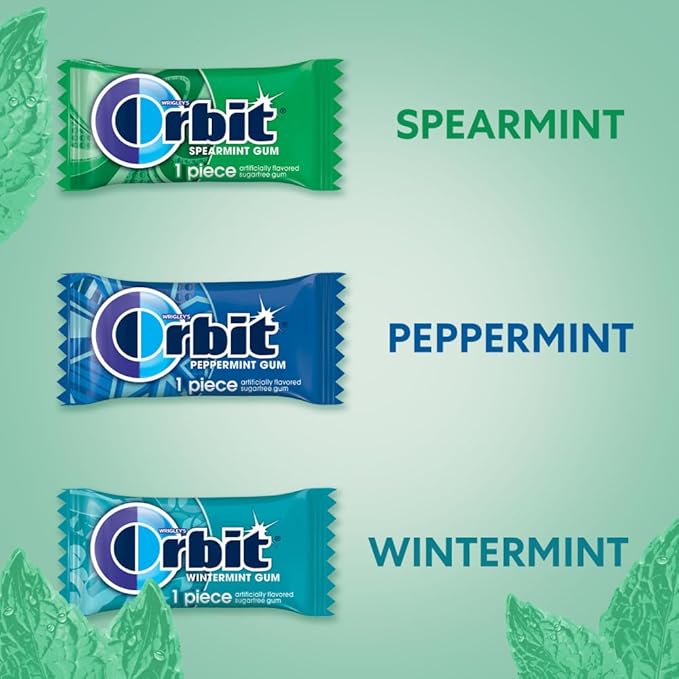 ORBIT Peppermint, Spearmint, & Wintermint Assorted Sugar Free Chewing Gum Bulk Pack, 13.4 oz
