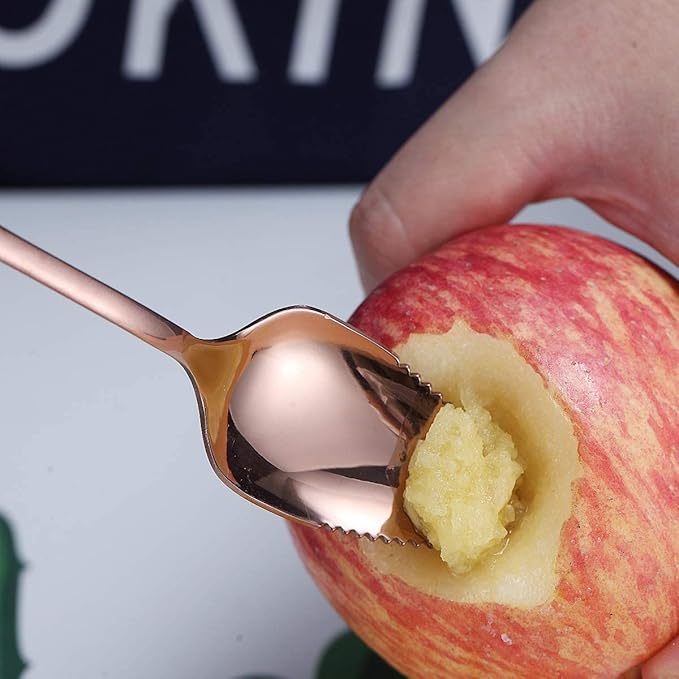 Set of 3 Stainless Steel Grapefruit Spoons with Serrated Edges and Grapefruit Knives - Perfect