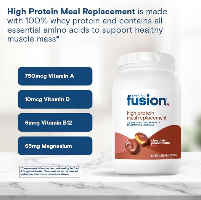 Bariatric Fusion Meal Replacement Protein 21 Serving Tub Chocolate Peanut Butter for Bariatric