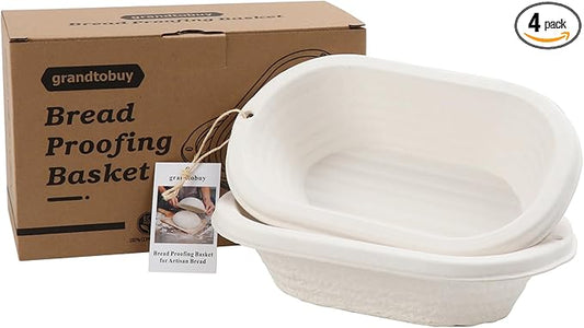 2x 11inch Oval Pulp Bread Proofing Basket Sourdough Banneton Brotform with Linen Liner Cloth Cover