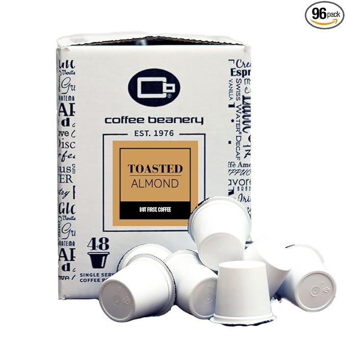 Toasted Almond Coffee Pods by Coffee Beanery | 96ct Bulk Medium Roast Arbica Coffee