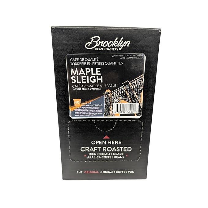 Brooklyn Beans Maple Sleigh Gourmet Coffee Pods - Compatible with Keurig 2.0 K Cup Brewers, 40