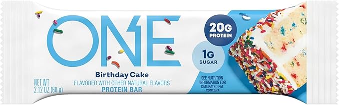 ONE Protein Bars, Birthday Cake, Gluten Free with 20g Protein and 1g Sugar, Pantry Staples, 2.12 oz
