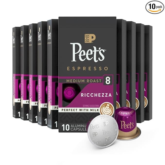 Peet's Coffee, Medium Roast Espresso Capsules, Compatible with Nespresso Original Machine