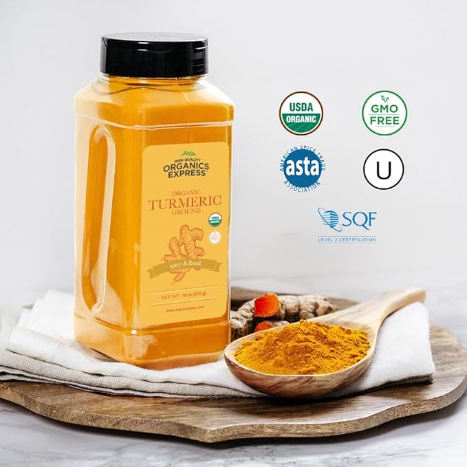 HQOExpress - USDA Certified Organic - Non GMO - Ground Turmeric Spice Powder Seasoning For Cooking