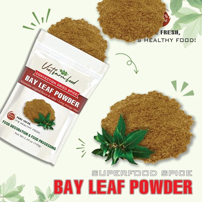 BAY LEAF POWDER 5.29 Oz (150g) VIETFARMFOOD: Pure, natural freeze-dried spice made from real
