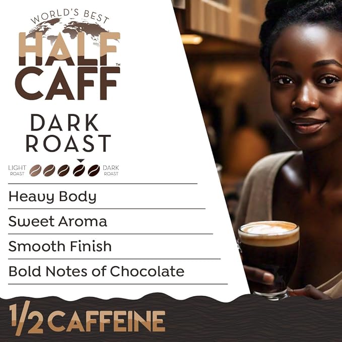 World's Best Half Caff Dark Roast Coffee Pods, 100 ct, Recyclable Single Serve Pods – 100% Arabica