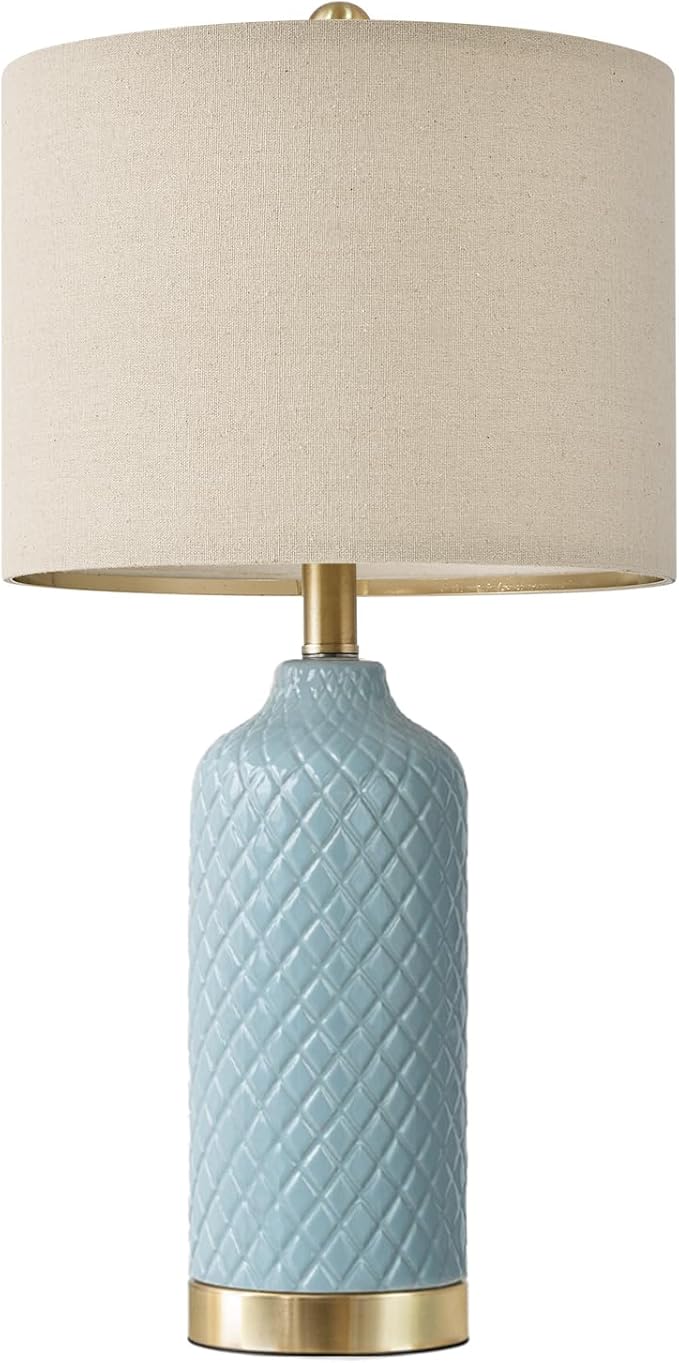 24.25" Table Lamps Modern Ceramic Blue Lamps for Living Room Farmhouse Bedside Lamps Boho Lamps for