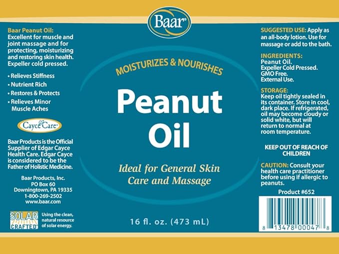Baar Expeller, Cold Pressed Peanut Oil from Roasted Peanuts Grown in The United States - Kosher