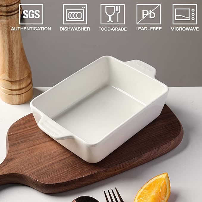 Sweejar Ceramic Baking Dish, Rectangular Small Baking Pan with Double Handles, 20 Oz for Cooking