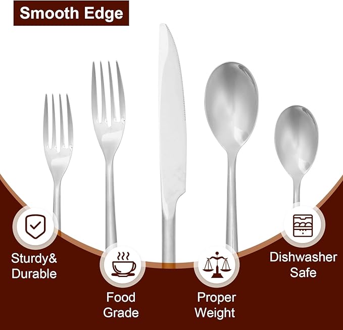 20-Piece Silverware Set, Stainless Steel Flatware Set, Cutlery Set Mirror Polished, Dishwasher