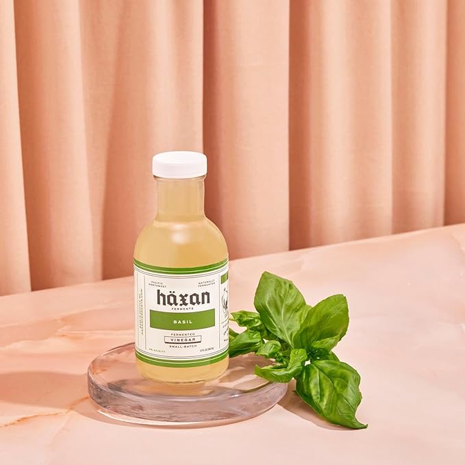 Haxan Ferments Basil Vinegar - Made with Fresh Italian Basil from Hima Farms | Herby, Aromatic &