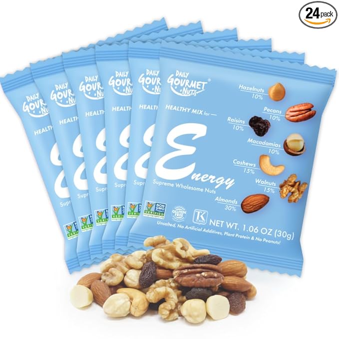 Daily Gourmet Nuts - Unsalted Mixed Nuts Snack Packs/Individually Wrapped Snacks/Nut Snacks/No