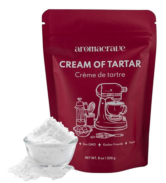 AROMACRAVE Cream of Tartar Powder, High-Purity Potassium Bitartrate for Baking & Cooking