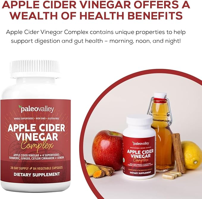 Paleovalley Apple Cider Vinegar Complex with Superfoods - Turmeric, Ginger, Ceylon Cinnamon and