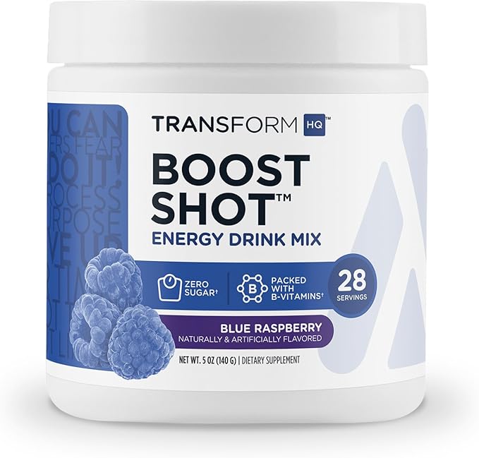 TransformHQ Everyday Boost Shot 28 Servings (Blue Raspberry) - Non-GMO, Gluten-Free, Powder