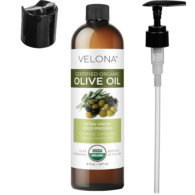 velona USDA Certified Organic Olive Oil - 8 Fl Oz | 100% Pure and Natural Carrier Oil | Extra