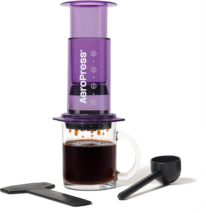 AeroPress Clear Purple Coffee Press – 3 In 1 Brew Method Combines French Press, Espresso, Full