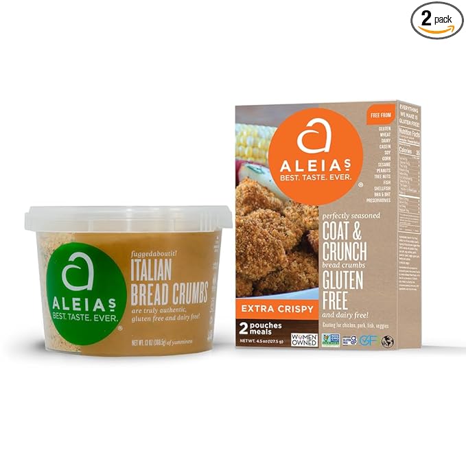 Aleia?셲 Gluten Free Coating & Breadcrumb Mix ??Assorted 2 Pack ??Includes Italian Bread Crumbs