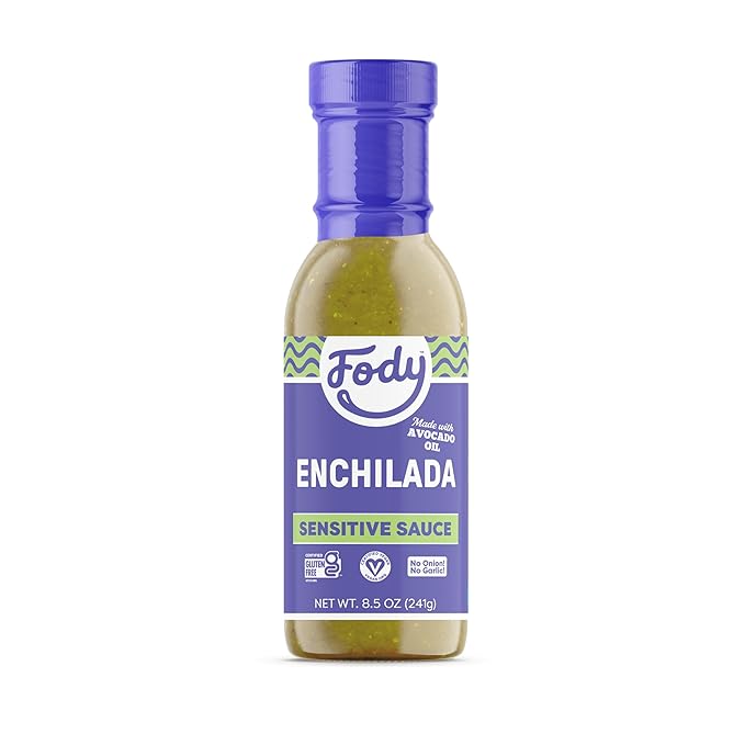 Fody Foods Green Enchilada Sauce, 8.5 Oz, Garlic and Onion Free, Low FODMAP Certified, Gut & IBS