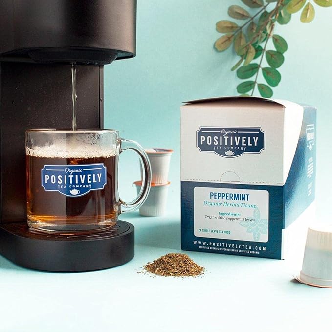 Organic Positively Tea Company, Peppermint Leaf Herbal Tea, K-Cup Compatible, 24 Pods