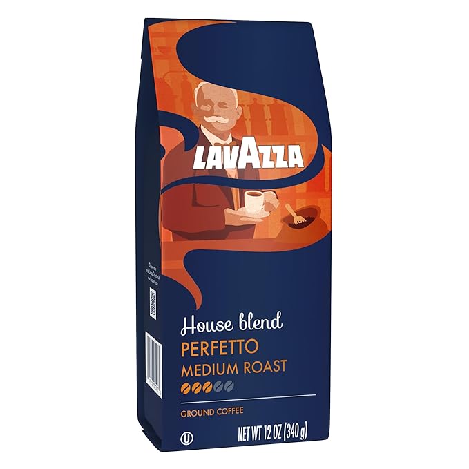 Lavazza House Blend Perfetto Ground Coffee 12oz Bag, Medium Roast, Full-bodied, Intensity 3/5, 100%