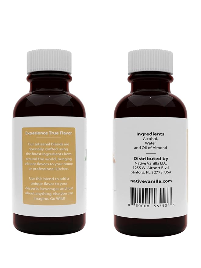 Native Vanilla - Pure Almond Flavor - 4 Fl Oz - Pure Flavors and Extracts - Perfect for Cooking