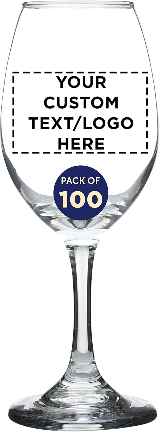 Custom Rioja Wine Glasses with Stem 10 oz. Set of 100, Personalized Bulk Pack - Color Bottom