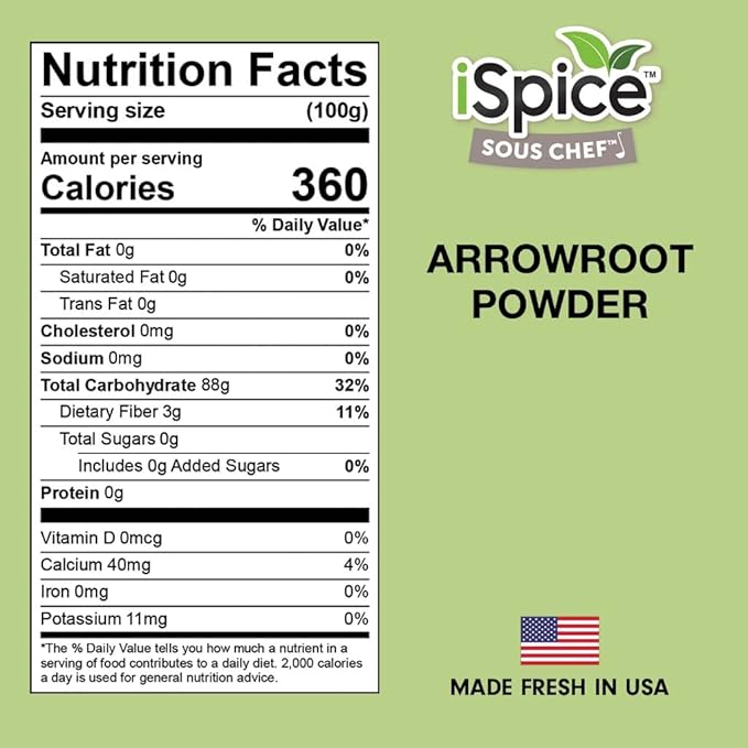 iSpice Premium Arrowroot Powder |Natural Thickener Arrowroot Flour |Gluten-Free Arrowroot Starch|