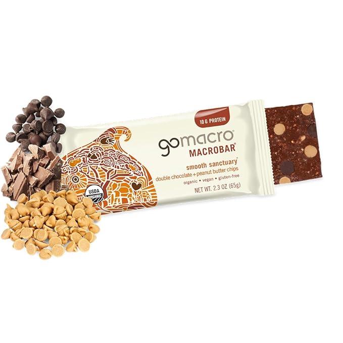 GoMacro MacroBar Organic Vegan Protein Bars - Double Chocolate + Peanut Butter Chips (2.3 Ounce
