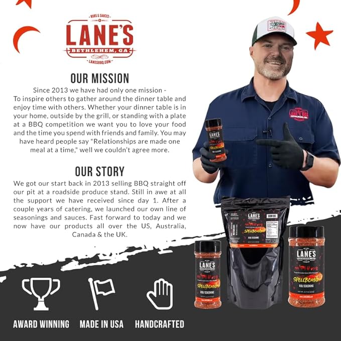 Lane's Spellbound Hot Sweet and Spicy Pork Rub Seasoning, All-Natural Butt Rub Seasoning, Rib Rubs