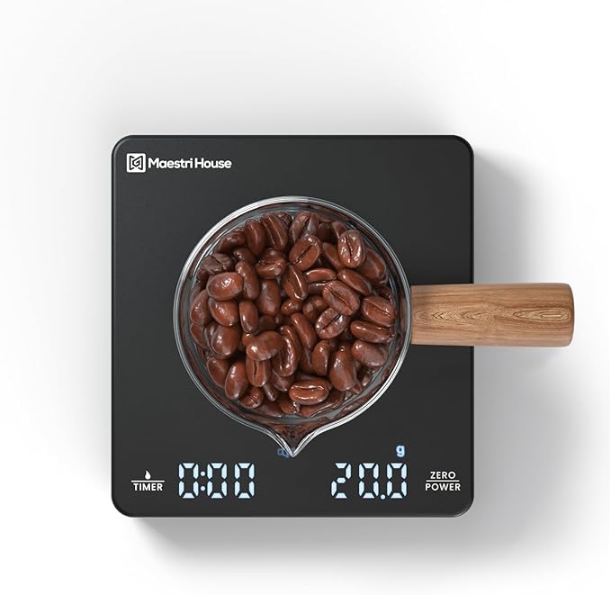 Mini Coffee Scale with Timer, Maestri House Rechargeable Espresso Scale, 2kg/0.1g Accurate Scale