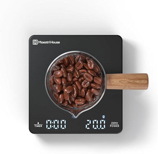 Mini Coffee Scale with Timer, Maestri House Rechargeable Espresso Scale, 2kg/0.1g Accurate Scale