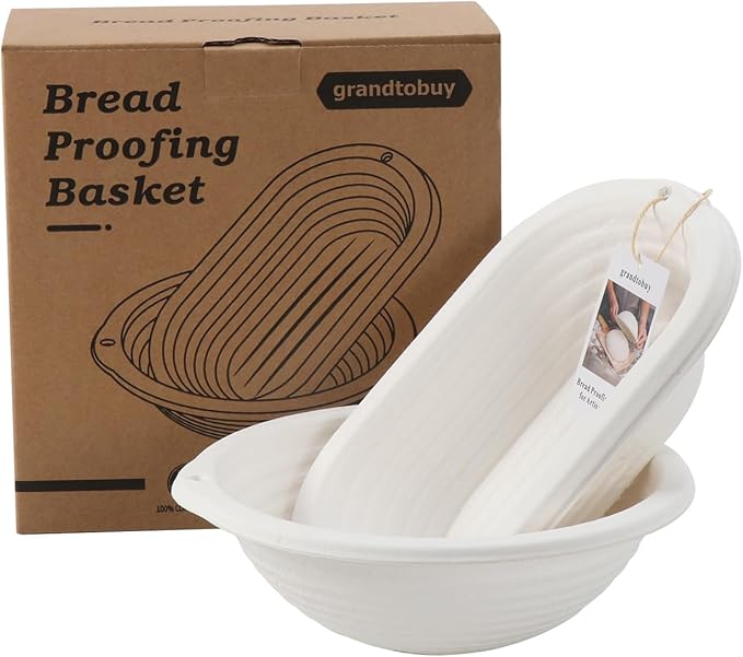 Pulp Round Sourdough Bannetons Bread Proofing Basket Set 2 Round and Oval Baking Supply with Linen