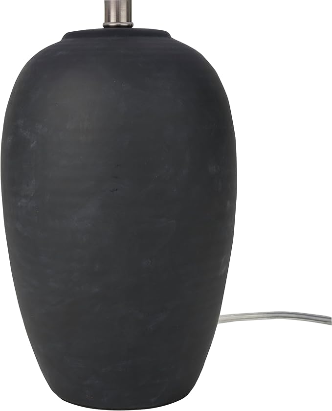 Nourison Home 23" Black Vintage Distressed Ceramic Pot Table Lamp for Bedroom, Living Room, End