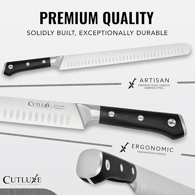 Cutluxe BBQ Carving Knife Set – Brisket Slicing and Boning Knife for Meat Cutting – Professional